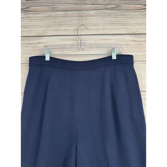 St. John Basics Pleated Knit Pull On Pants Womens 12 Navy Blue - Picture 4 of 8